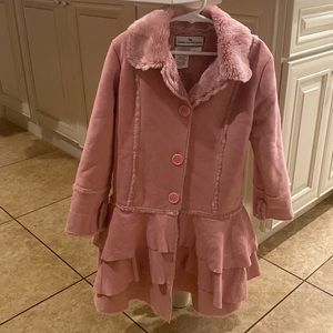 Gorgeous Girls pink suede and faux fur coat. Size 6